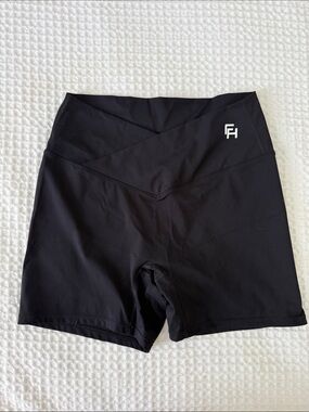 Black High-Waist Compression Bike Shorts